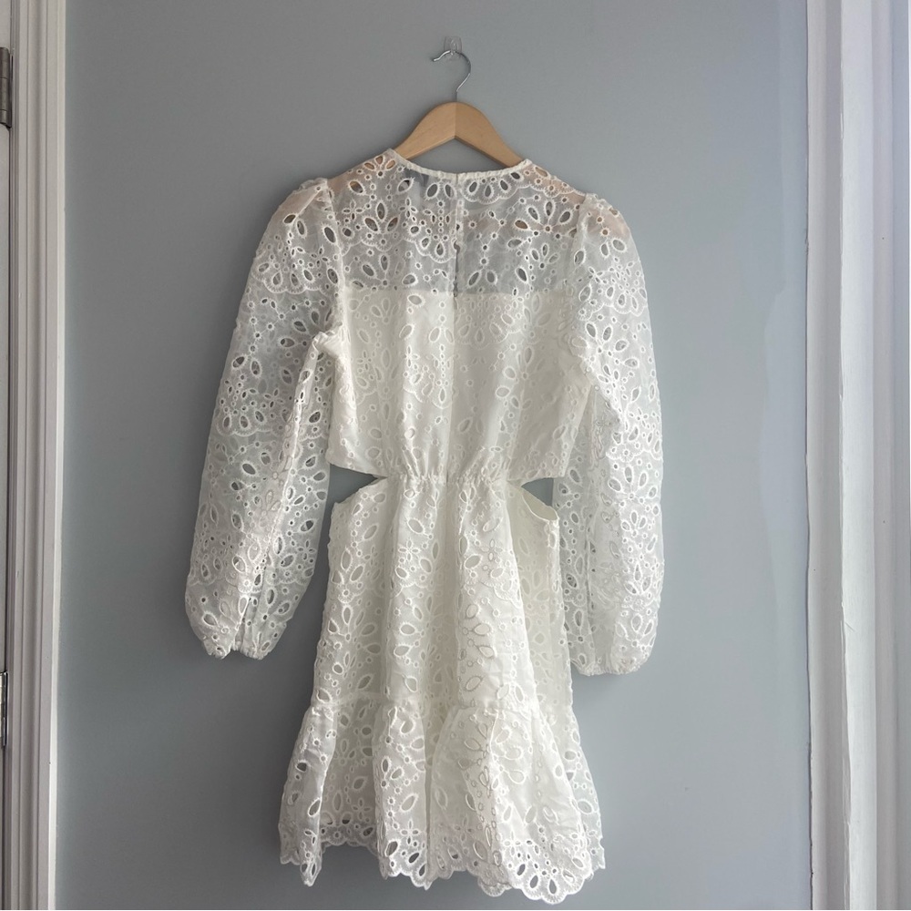 Lucy Paris Faith Cut Out White Eyelet Lace Mini Dress - Picture 11 of 12